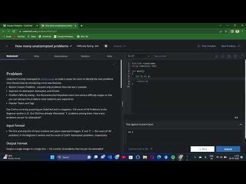 How many unattempted problems  , Codechef Solutions ,Competitive Programming