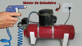 Homemade and SAFE Air Compressor with Refrigerator Motor and Fire Extinguisher