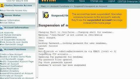 micfo | how to suspend and/or unsuspend an account in WebHostManager (WHM)