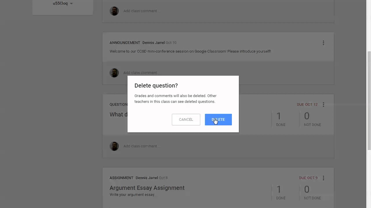 how do i delete an assignment in google classroom