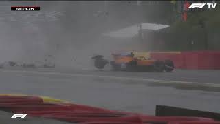 Lando Norris crashes at Spa Francorchamps 2021