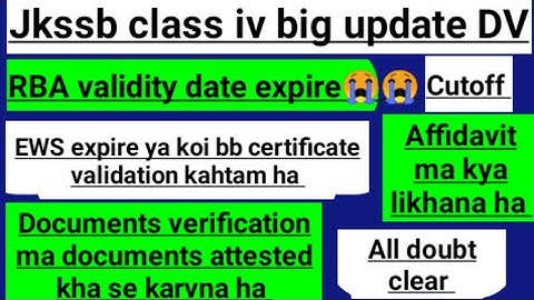 Jkssb class iv DV|Jkssb category certificate validity khatam|jkssb affidavit kha se banana ha|cutoff
