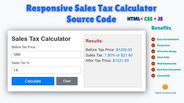 How to Create a Responsive Sales Tax Calculator Using HTML CSS and JavaScript (Free Source Code)