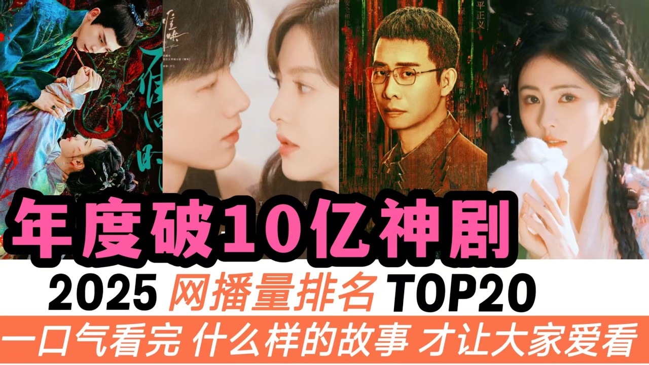 2025年網播量突破10億的爆劇TOP20！必看推薦！成毅、任嘉倫各自只上榜一部，反倒劉宇寧、白鹿的劇全部上榜！至於能衝到20億大關的劇，更是讓你想不到！