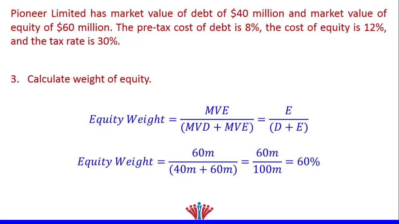 WACC Example 1 finding Weight of Equity YouTube