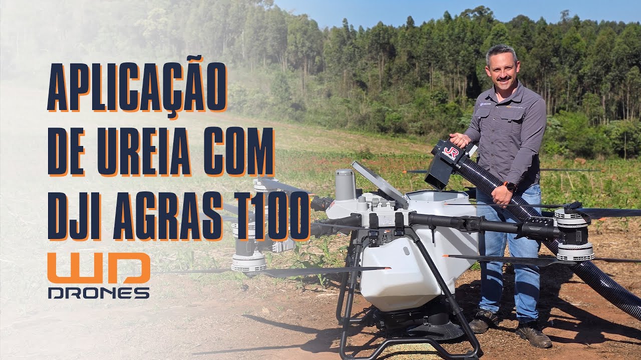 Aplicando Ureia no milho com o Drone DJI AGRAS T100 e o abastecedor de sólidos Feeder da JR Soluções