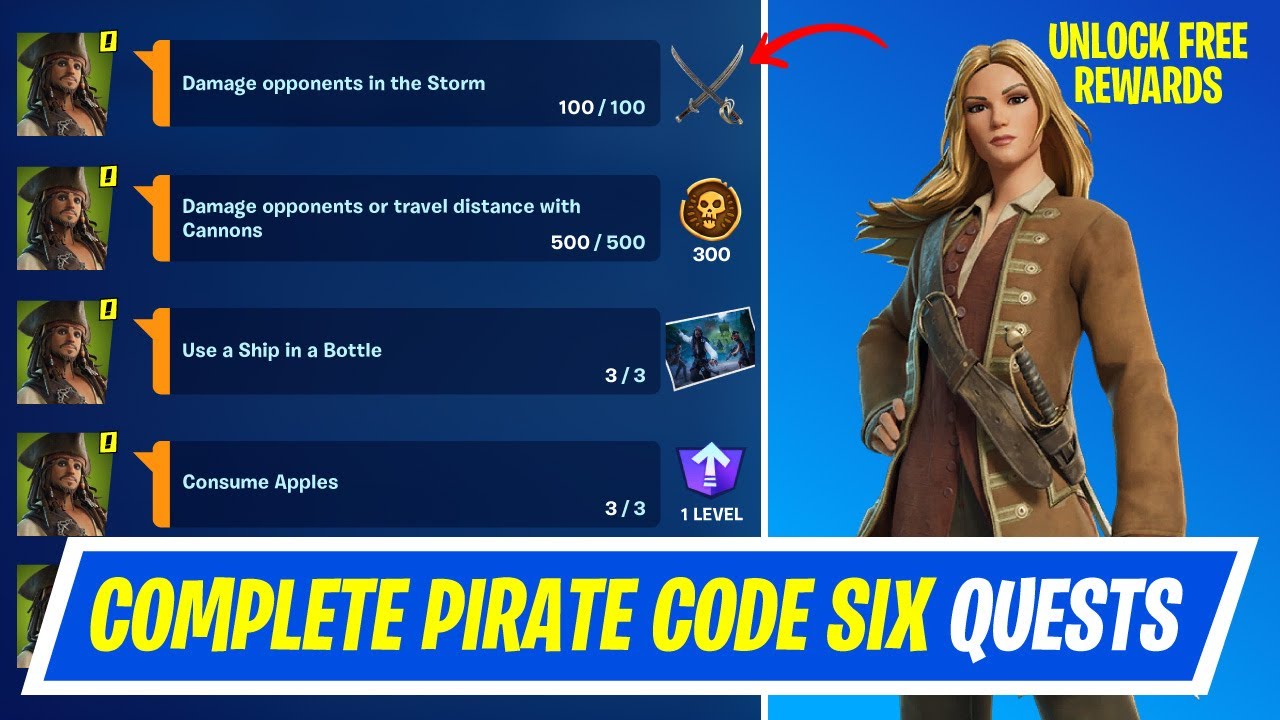 Fortnite Complete Pirate Code Six Quests - How to EASILY Complete Cursed Sails Quests Challenges
