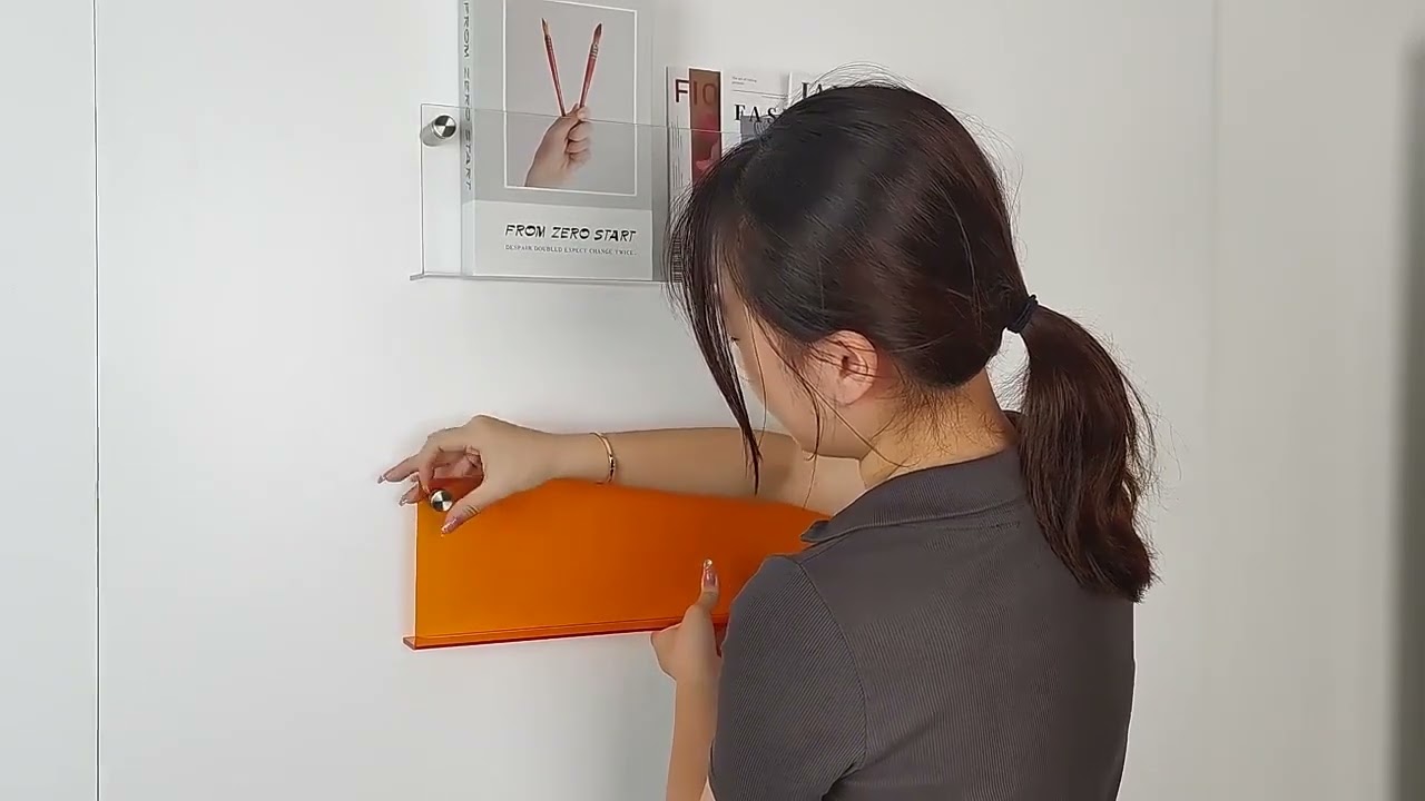 12 Color Acrylic Brochure Holder Wall Mount Magazine Rack Pamphlet Stand Floatin