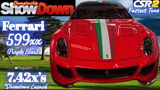 CSR2 Ferrari 599xx 7.42’s Purple Star Fastest Tune & Shift Pattern! Championship Showdown Apex Car  screenshot 4