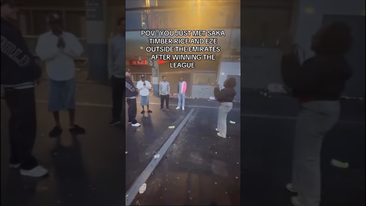 When you randomly meet Bukayo Saka, Declan Rice, Eze & Jurriën Timber outside Emirates Stadium