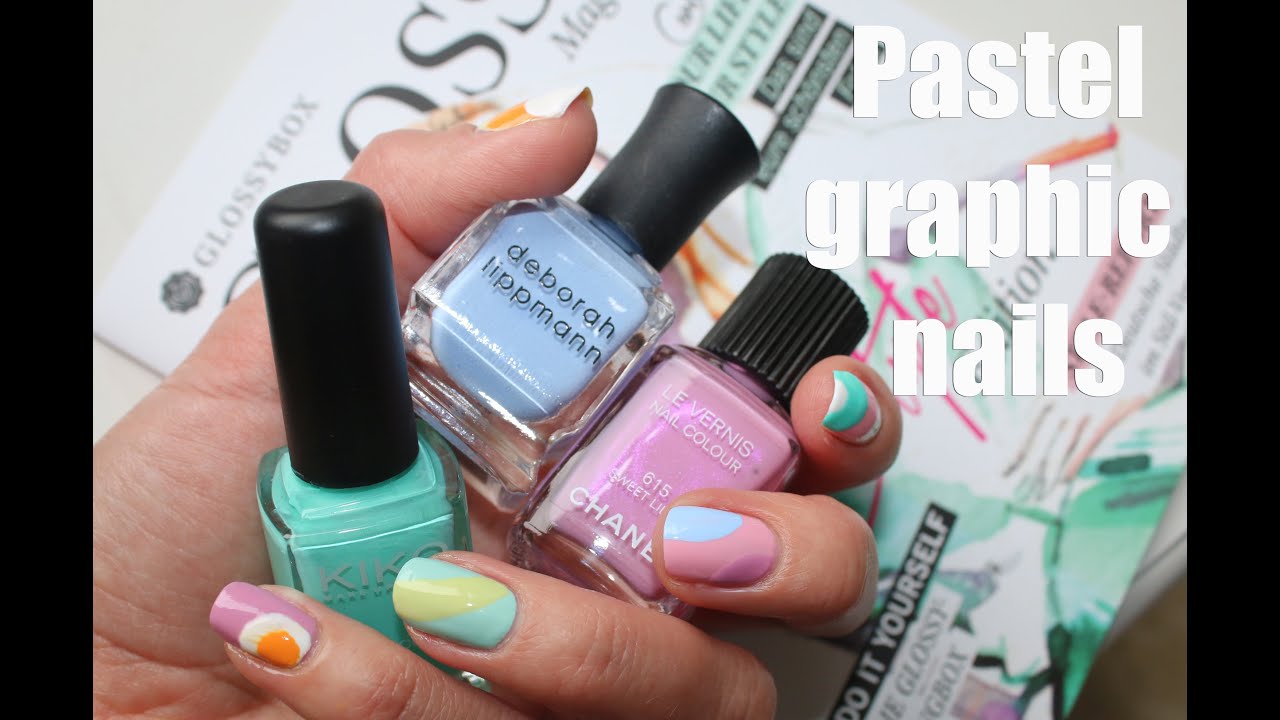 Graphic pastel nails ♡ FREEHAND nail design tutorial - YouTube