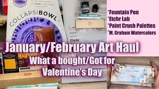 ✒️📖🎨Art Haul, What I got, What I bought for Valentine's | Fountain pens, watercolor  & more!