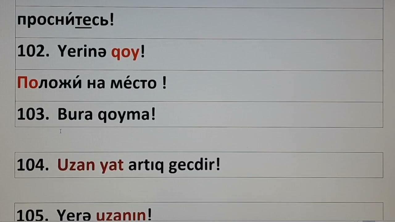 Özünü yoxla! 250 əmr və xahiş cümləsi. 8 hissə