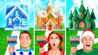 ワンカラーハウスチャレンジ クリスマスの家 | クールなクリエイティブハック Fun Teen