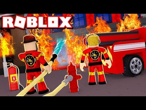 Working As A Firefighters In Roblox Fire Fighting Simulator Youtube - firefighter shirt roblox