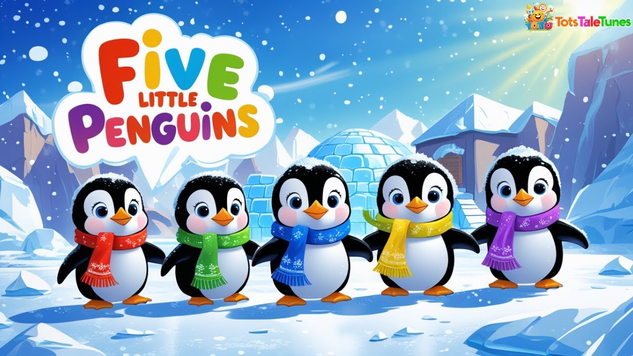 Five Little Penguins 🐧 ️ | Counting Song for Kids | Winter Nursery ...