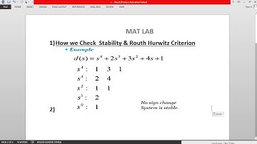 routh criterion on MATLAB