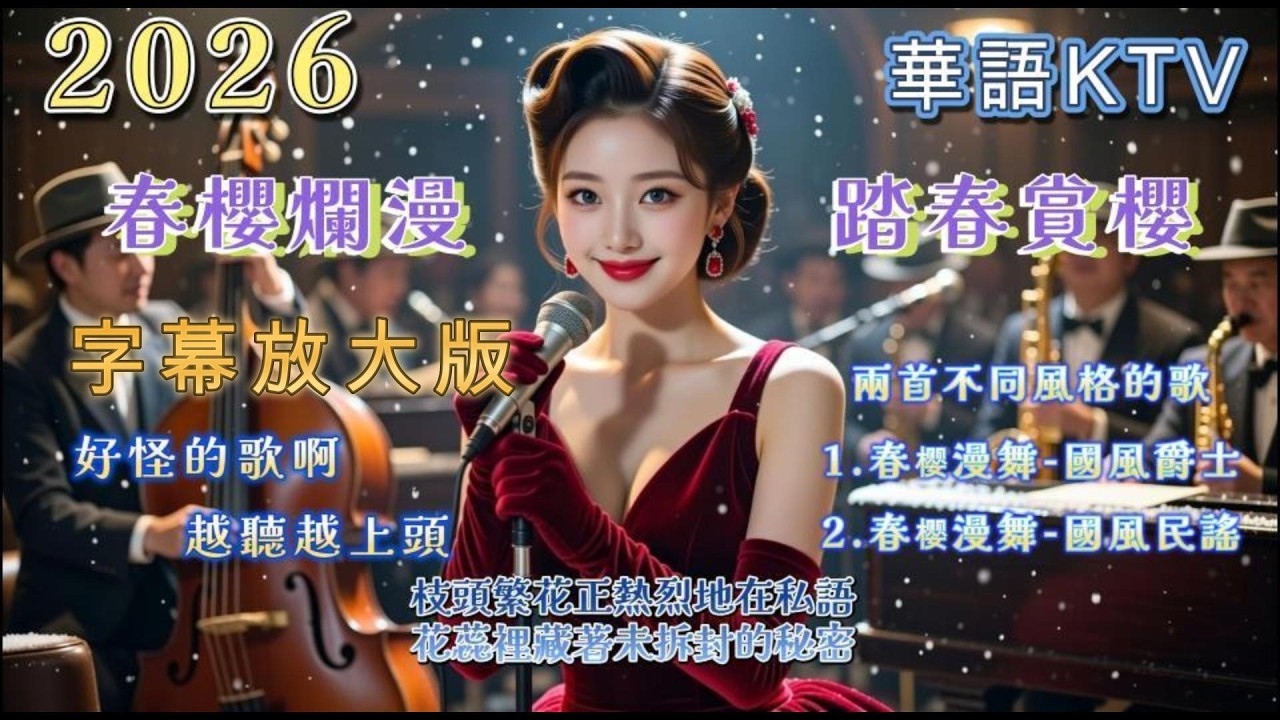 🎀🎄【踏春賞櫻-好聽組曲】 -字幕放大版-動態歌詞KTV~好怪的歌啊! , 越聽越上頭! ~踏春賞櫻去囉~好聽好唱 #中文情歌 #ktv