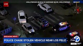 FULL CHASE: Police chase stolen vehicle near Los Feliz area