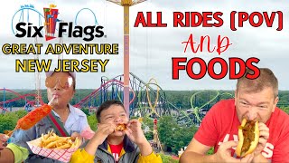 SIX FLAGS GREAT ADVENTURE ALL RIDES (POV), THINGS TO DO AND WHAT TO EAT | NEW JERSEY 2023