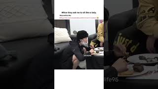 When They Ask Me To Sit Like A Lady  bts jimin shorts fyp relatable
