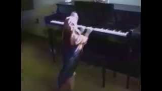 Basset Hound plays piano and howls.