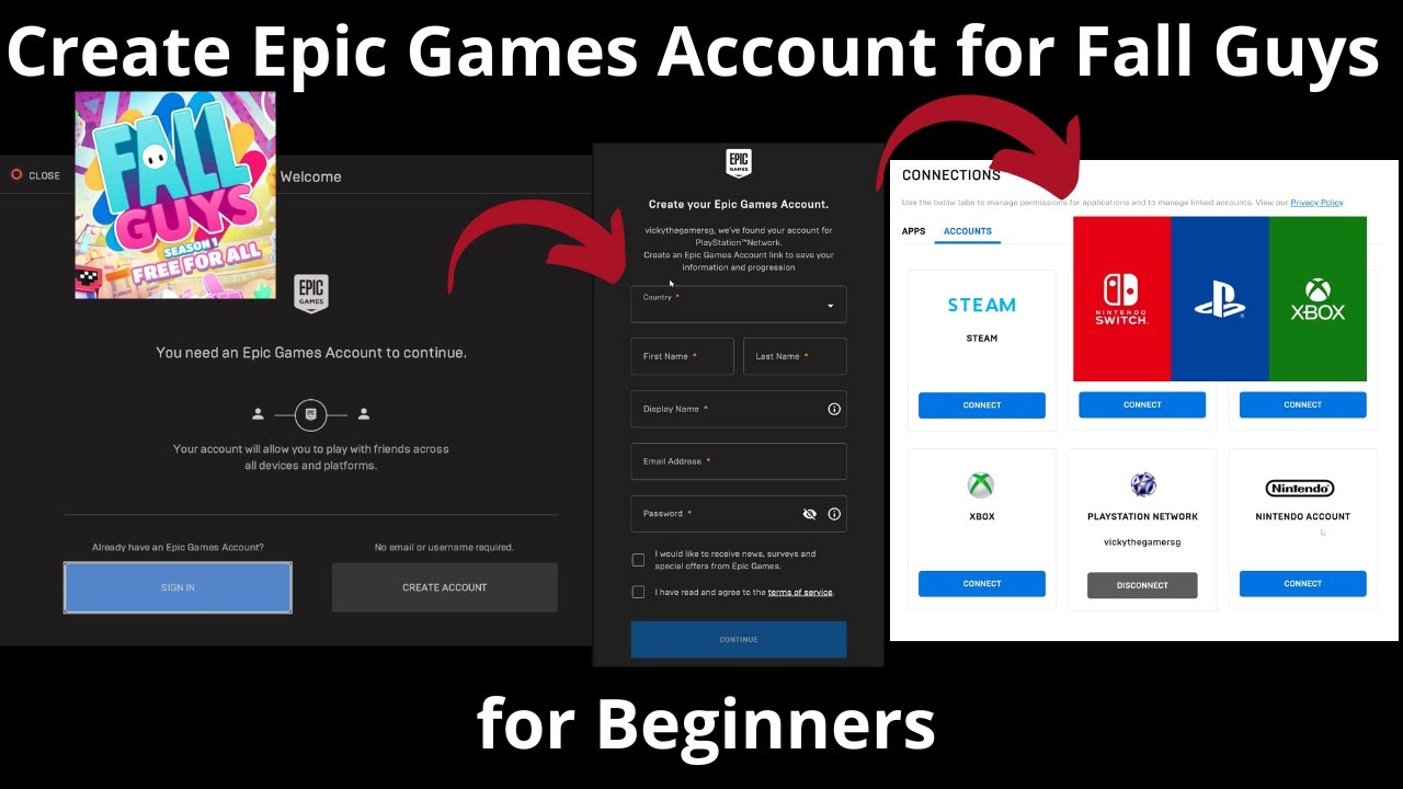 Fall Guys Free2Play - How to Sign In & Connect your Epic Games Account -  PS4/PS5/XBOX/SWITCH 