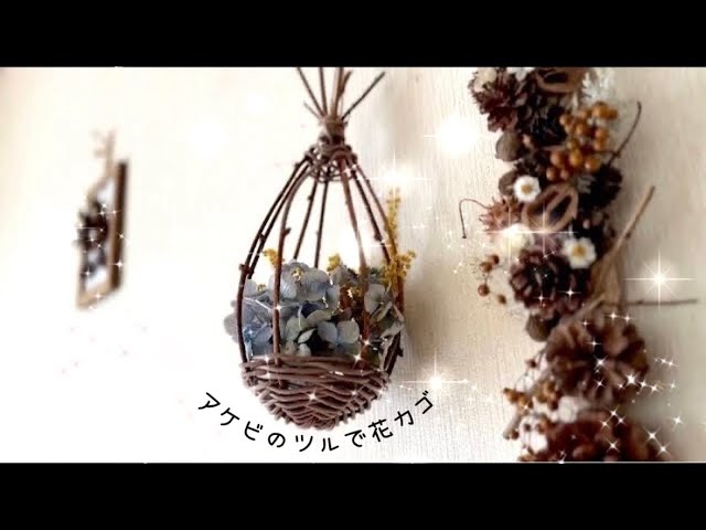アケビツルとソフトワイヤーで作る花カゴ【ツルを編む】【DIY】 - YouTube