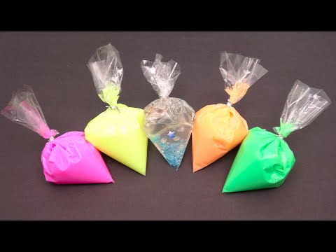 【ASMR】絞り袋で綺麗なクリア スライムを作る❤DIY100円ショップの材料【音フェチ】何色に変わるかな？