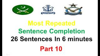 English ISSB Sentence Completion Test (26) in 6 Min with timer | Sentence Completion Part 10