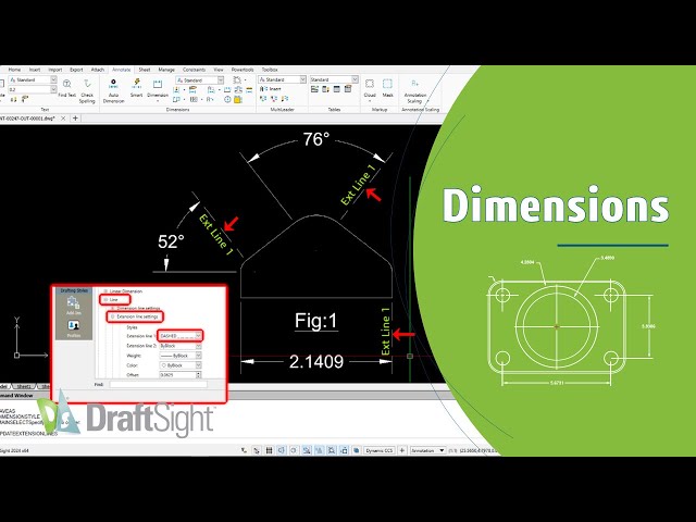 Change LineStyle of Dimension Extension Line 1 in Dimension Style
