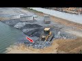 Greatest Activities Bulldozer Pushing Stone To Water, Dump Truck Dumping Stone