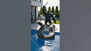 Who Will Win This Battle? Intense Clash: Gorilla & Dog vs Giant Python  #gorilla #python #viral