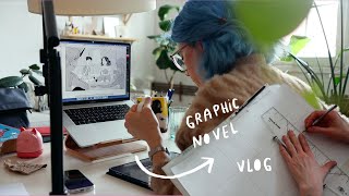 trying and testing paper for graphic novel, sketching and inking ☁ art studio vlog