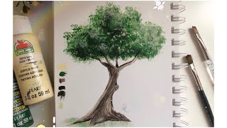 كيفية رسم شجرة ب4 ألوان فقط بالخطوات للمبتدئين How to paint tree using 4 color