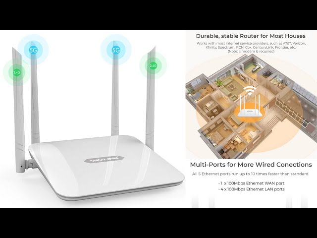 WiFi Router 1200Mbps, WAVLINK Smart Router Dual Band 5Ghz+2.4Ghz, Wireless  Internet Routers for Home & Gaming with Amplifiers PA+LNA | 2x2 MIMO