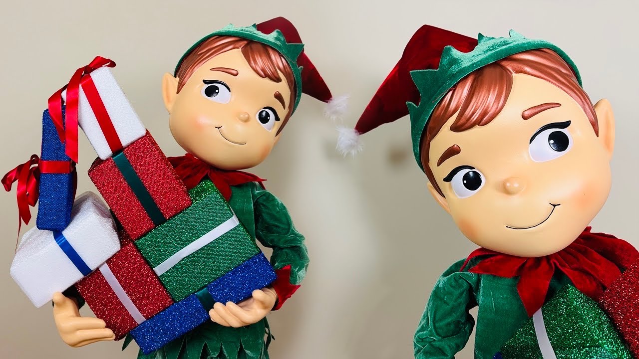 Распаковка рождественской игрушки Present Elf Animatronic 2025 от Lowe’s