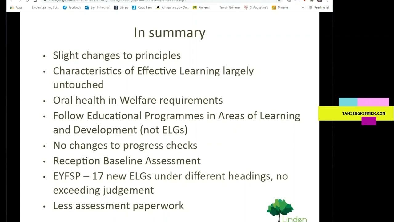 Summary of changes to EYFS 2021 YouTube