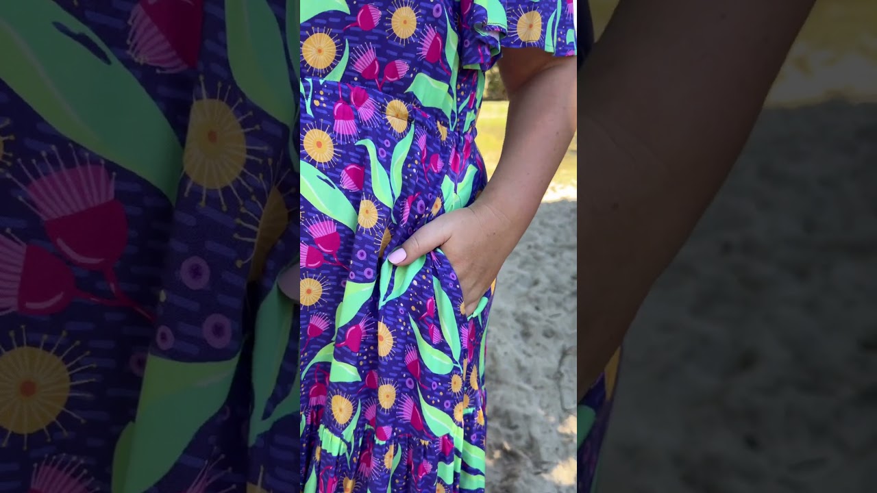 Australian Artist Womens Fashion Collaboration - Gumnuts in Summer Rain (size inclusive 6-30)