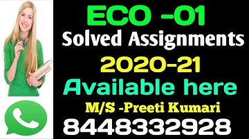 IGNOU ECO-01 Solved Assignments 2020-21 | Learning Science By STUDY ZONE