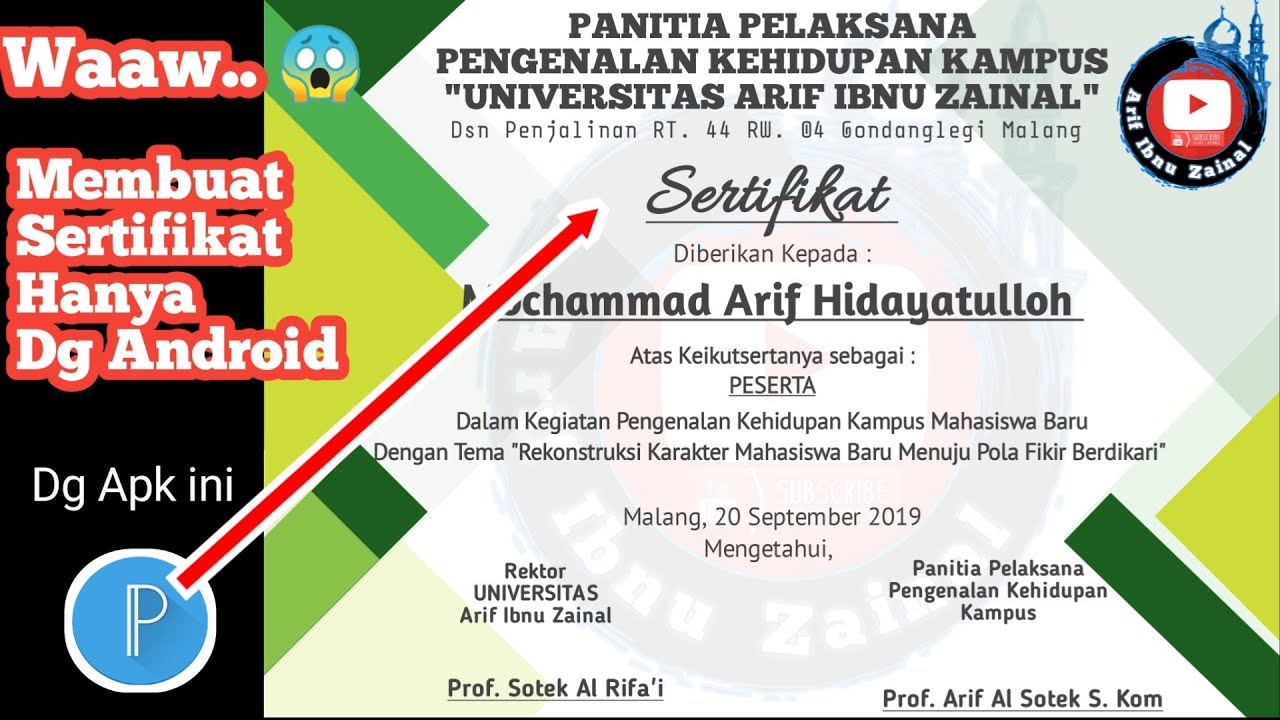 Waww Cara Membuat Sertifikat Hanya Menggunakan Android Yaitu Dengan Aplikasi Pixellab Youtube