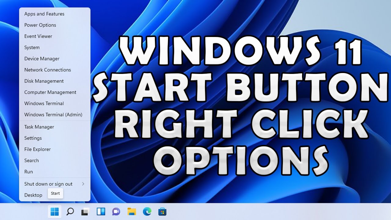 Windows 11 Start Button Right Click Options