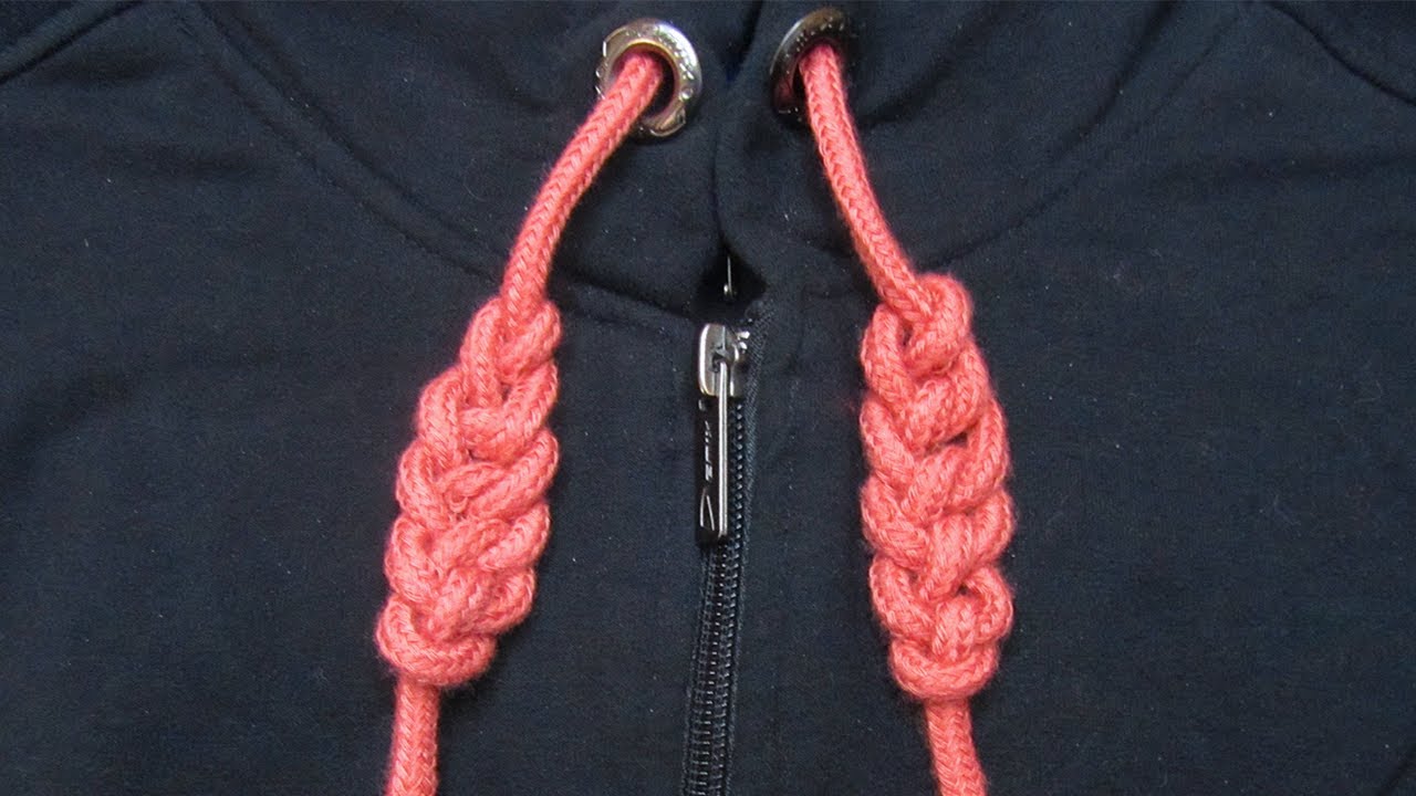 Ave Craft: How to Tie Hoodie Strings for beginners. Hoodie knots - single  strand braid tutorial. 