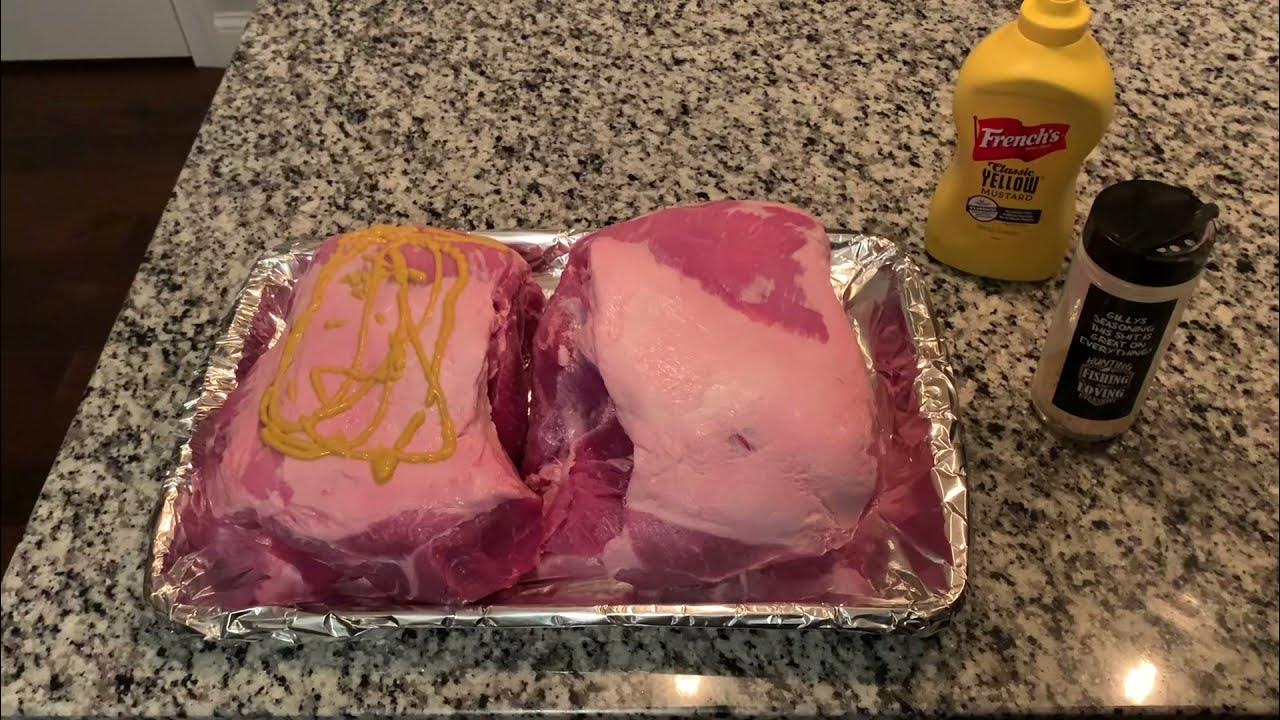 Pulled Pork on the Primo Oval XL, Cherry wood for smoke, Gilly's rub