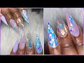 Watch Me Work | DIY Encapsulated Flame Nail Design | Long Stiletto Acrylic Nails Tutorial