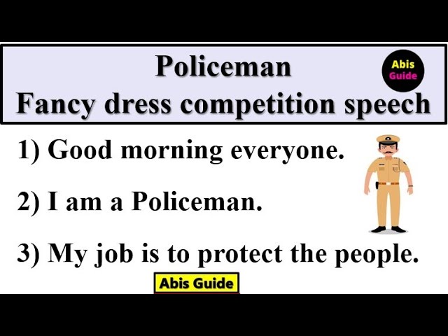 Policeman fancy dress competition Speech | Fancy dress policeman speech in  English