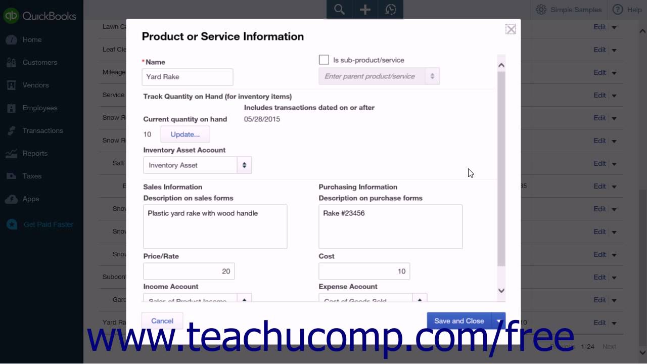 QuickBooks Online Plus 2015 Tutorial Adjusting Inventory Intuit ...