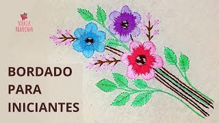 Como bordar à mão flores com pontos de bordado para iniciantes 🌹embroidery for beginners flowers