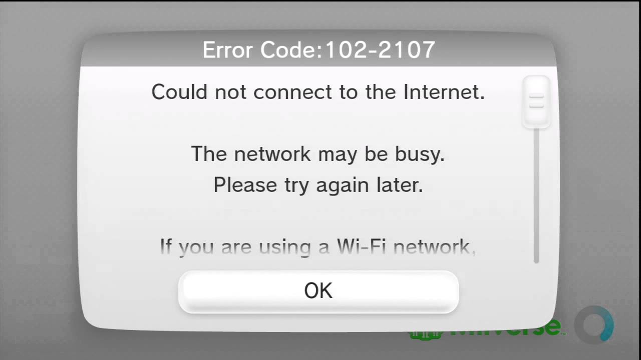 Error Code: 102-2107 WiiU Error Code - YouTube