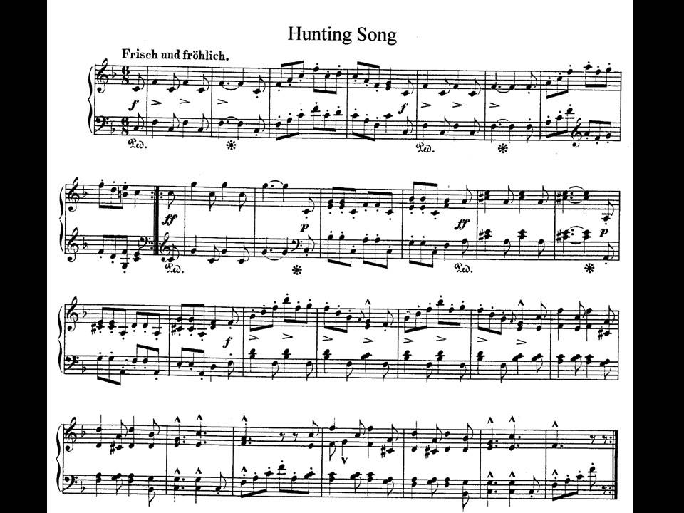 Schumann. Album for the Young Op. 68. 7- Hunting Song. Partitura E ...
